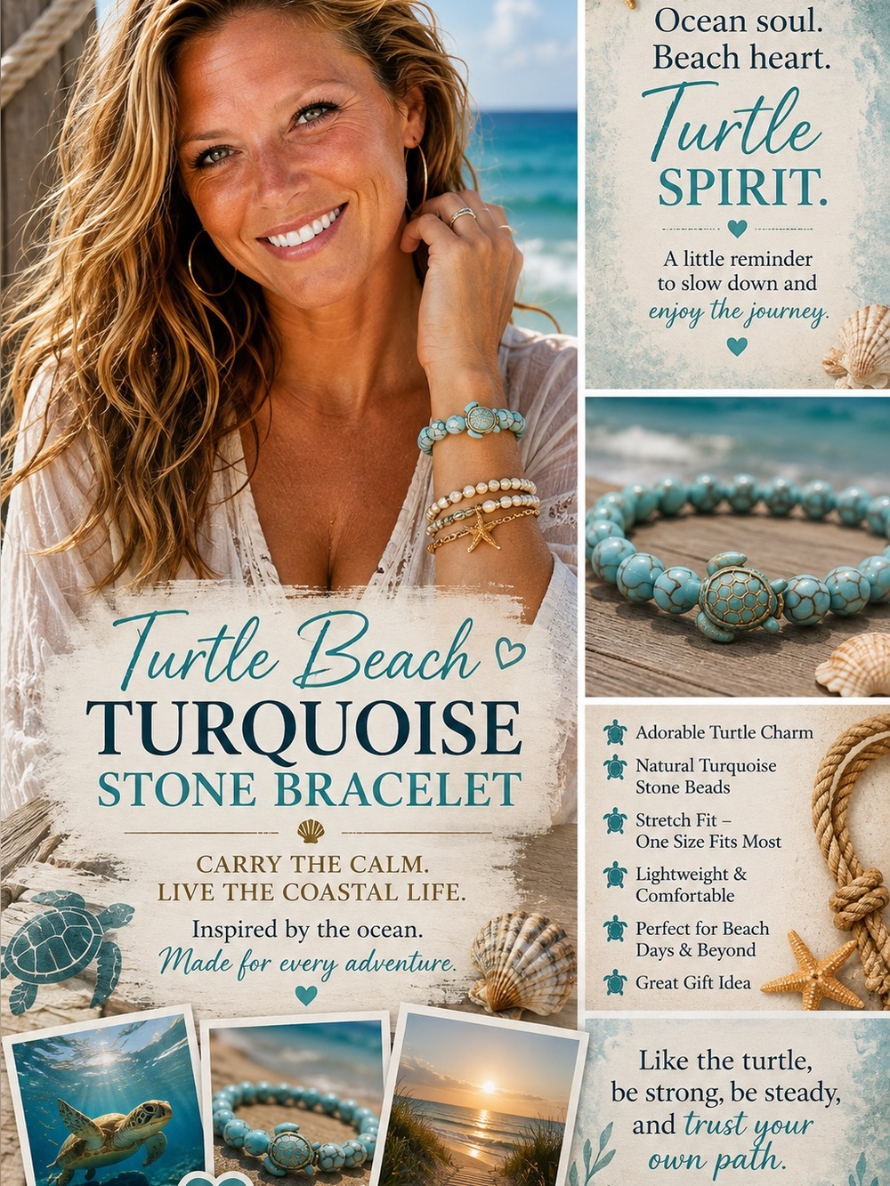 Turtle Beach Turquoise Blue Stone Bracelet